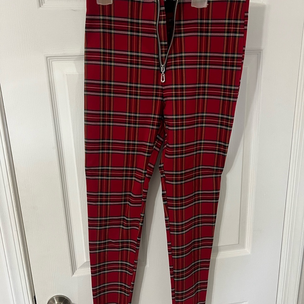 Zara Red Plaid Leggings